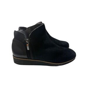 Soft Walk Black Suede & Leather Ankle Booties With Side Zipper For Women Size 9M
